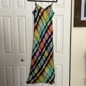 Trina Turk Multicolor Diagonal Tie-Dye Maxi Slip Dress Size 6
